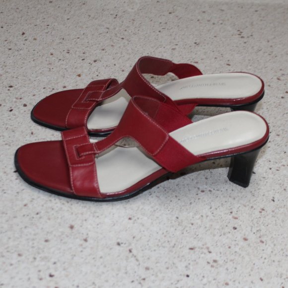 Worthington Red Leather Sandals Heels - Picture 5 of 13